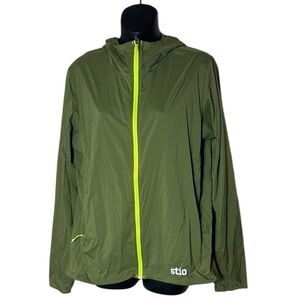 Stio women’s large second light wind shell green zip front windbreaker jacket